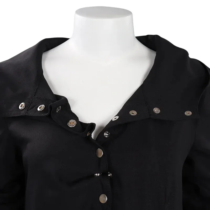 أزياء هاني 2025 نيمفادورا تونكس التأثيرية للسيدات معطف أسود ملابس نسائية لحفلات الهالوين للعب الأدوار ☆ ★ ww