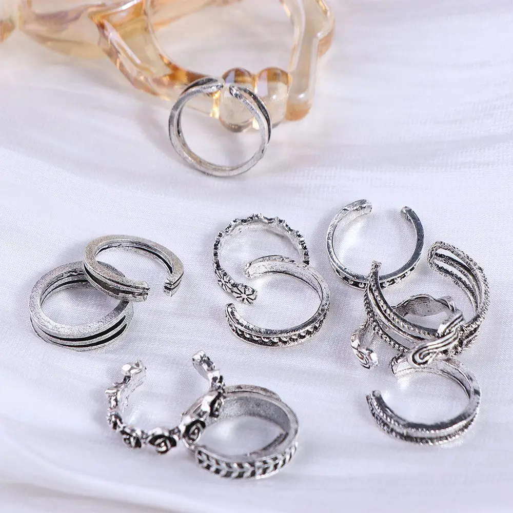 Heart Shape Kpop Jewelry Alloy White Copper Adjustable Korean Style Accessories Toe Rings Foot Ring Set Women Accessories