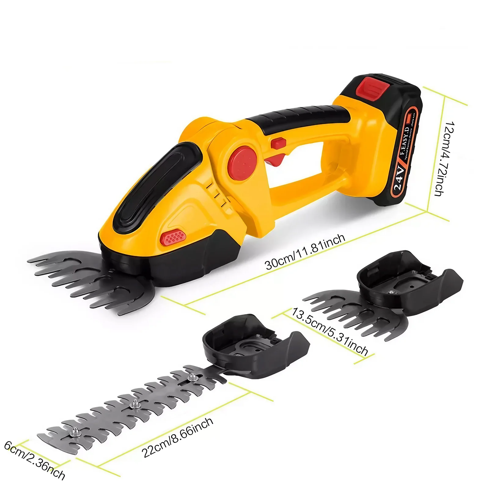 Cordless 24V Handheld Lawn Trimmer 2 in 1 Lawn Mower and Pruning Shears US Plug Garden Tool