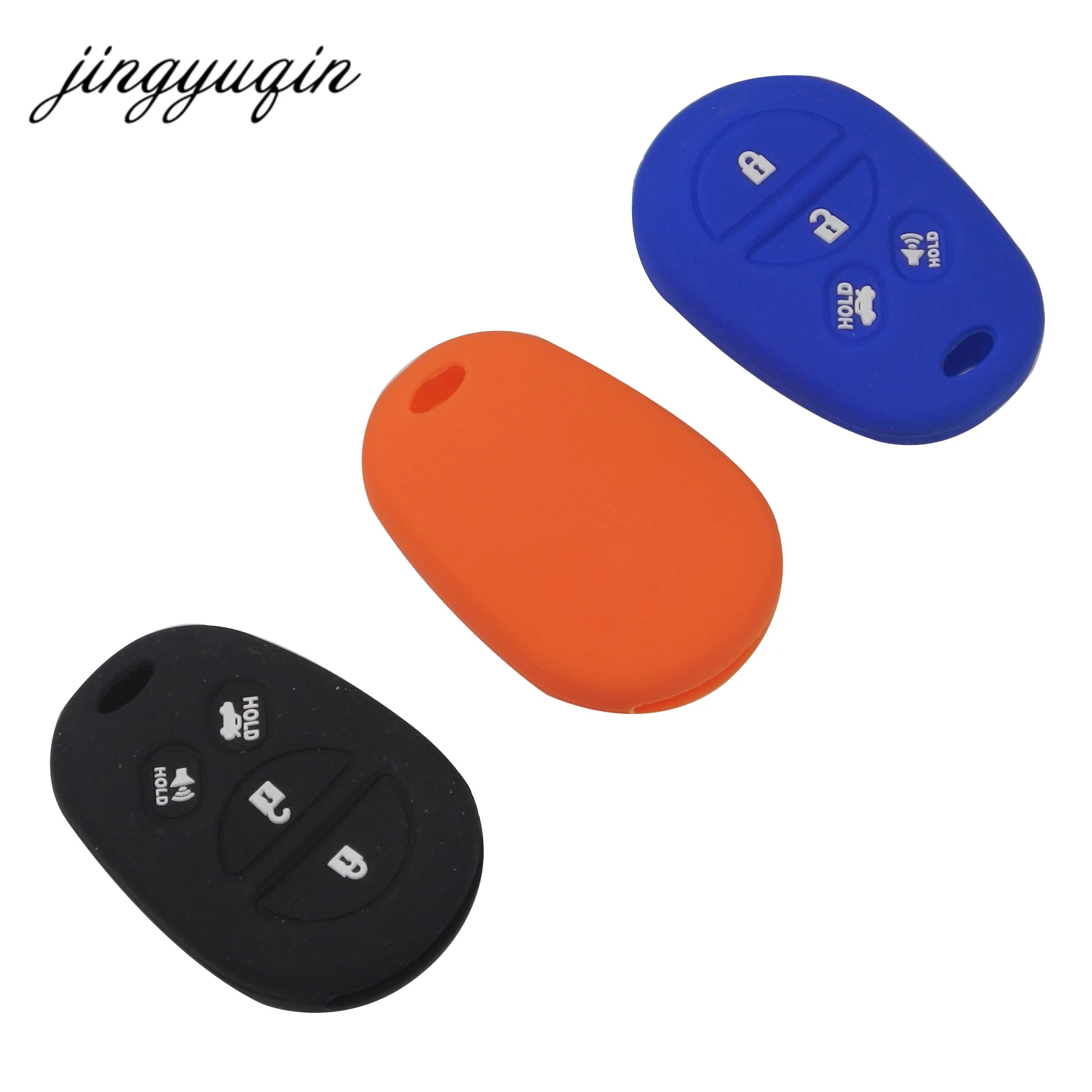 

jingyuqin 30pcs/lot Silicone Car Key fob Case for Toyota Sequoia Fortuner Sequoia Tundra Tacoma 4Runner Remote keyless Cover