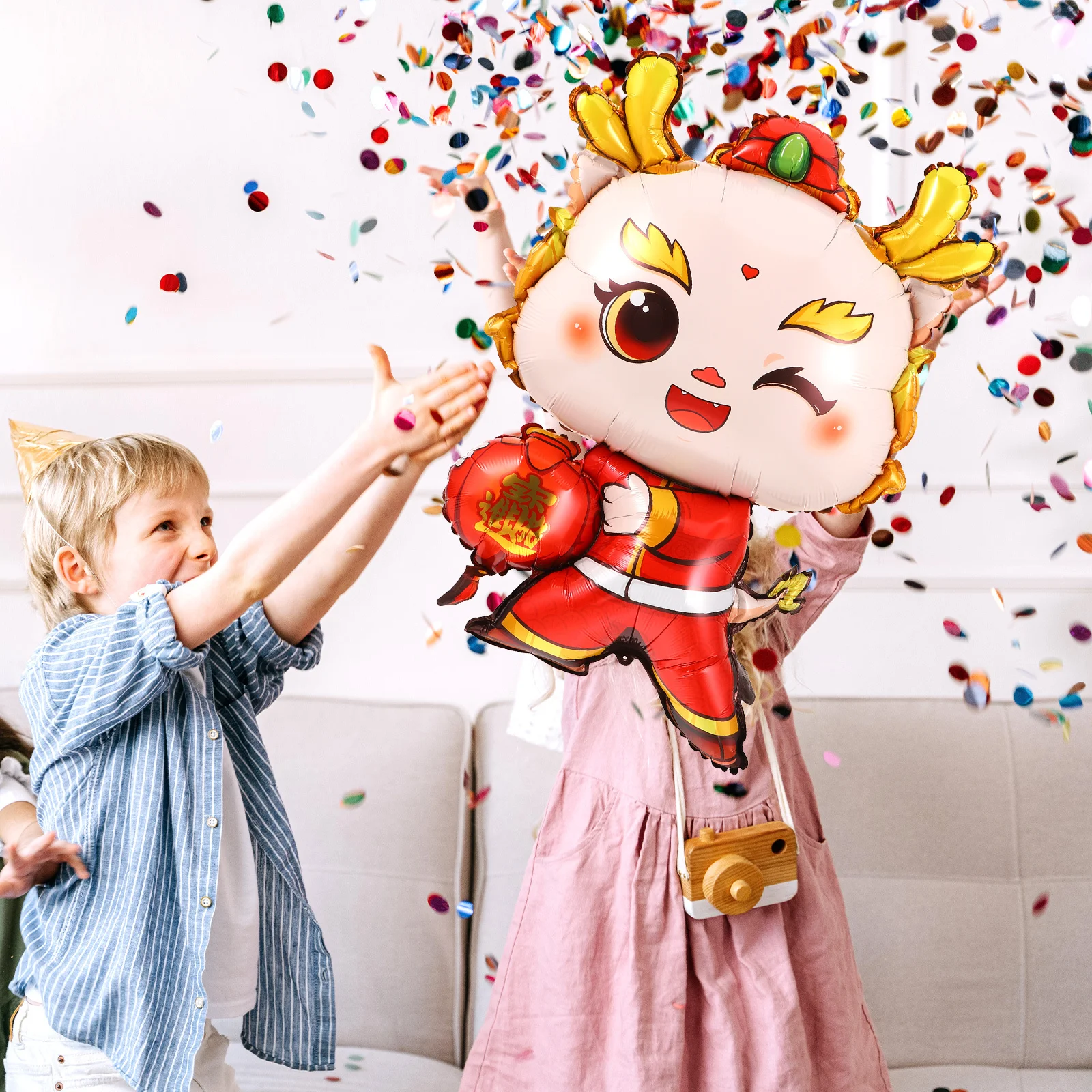 التنين 2024 الألومنيوم احباط السنة القمرية الجديدة الطرف الديكور مهرجان الربيع الصيني بالون لوازم الحفلات بالون