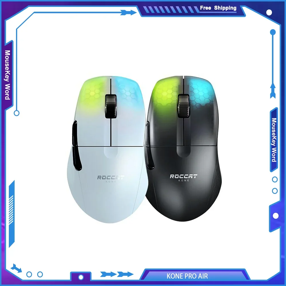 roccat kone pro air mouse pro edition sem fio tri mode macros pubg gaming switch titan rgb optical bionic cases 24g 01