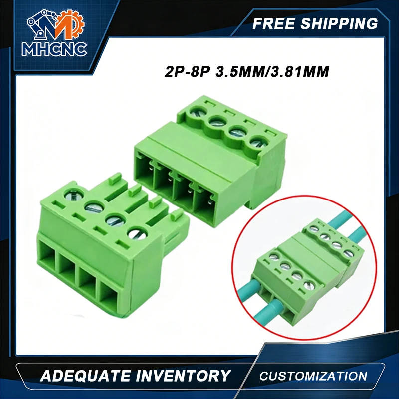 5Pcs/lot PCB Screw Terminal Block Connector 3.5/3.81mm Male Female Plug-in Terminal 15EDGK Solderless Docking For 16-28AWG Wire
