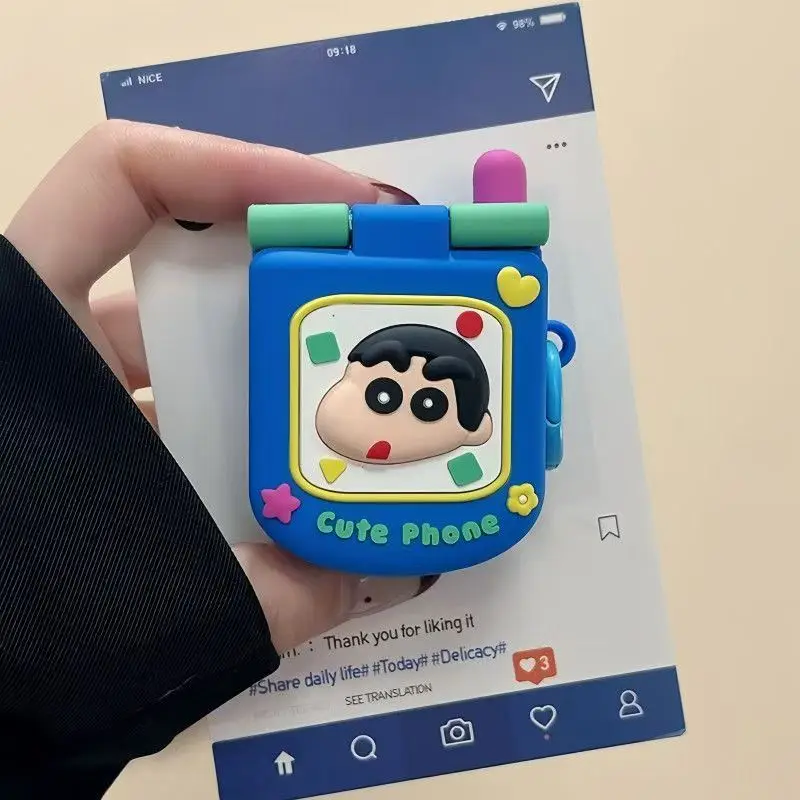 3D Earphone Case For Airpods 4 2 3 1 Pro 3 2 Cute Cartoon Anime Crayon Shin-chan Wireless Bluetooth Headset Protective Cover