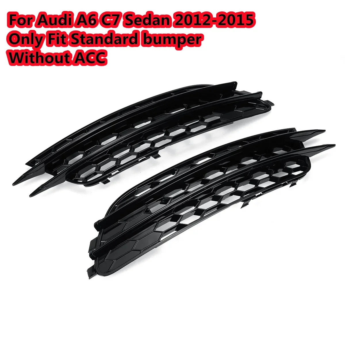 Chrome/Black RS6 Style Car Front Fog Light Grille Cover Trim For Audi A6 C7 Sedan Without ACC 2012 2013 2014 2015 Fog Lamp Grill