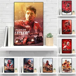 Formula Grand Prix Champion Charles Leclerc Portrait Canvas Painting Racing Graffiti Poster Race Car Wall Art murale Room Decor