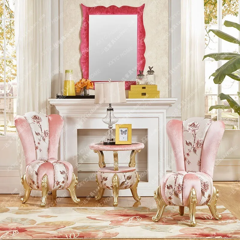 Balcony table and chair set, leisure chair, coffee table three-piece set, reception fabric sofa chair