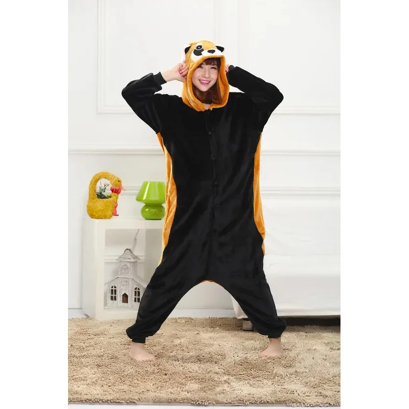 Procione orso adulto tutina pigiameria pigiama animale Cosplay flanella pigiama caldo inverno notte indossa pigiama set Costume di Halloween