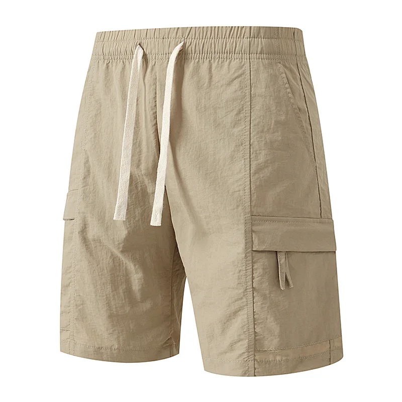 

Мужские повседневные шорты, модные летние пляжные шорты, однотонные мешковатые эластичные шорты на шнурке, высококачественная уличная одежда с несколькими карманами