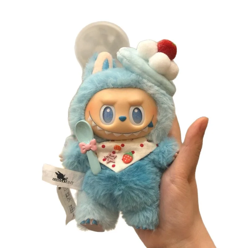 Para LABUBU3 generación Rabub Front ropa de vinilo de alta energía caja ciega de felpa lindo helado de fresa ropa de bebé regalo de moda