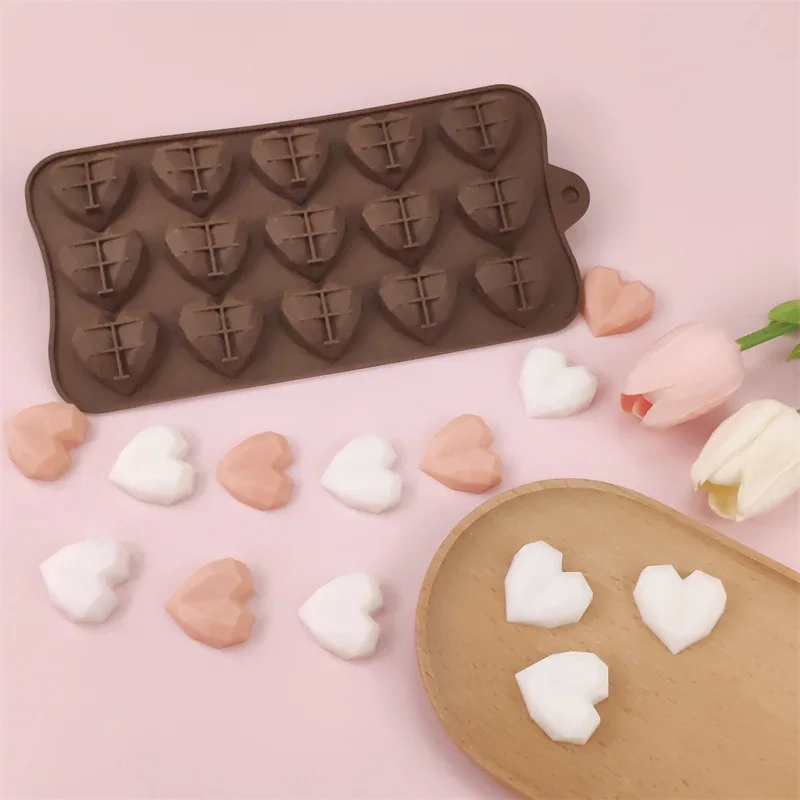 

15 Hole Heart-shaped Shape ﻿Silicone Mold DIY Candle Mold for Candle Making Chocolate Baking Fondant Cake Mold