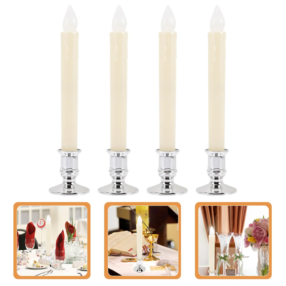 

4Pcs LED Flameless Taper Candles Flickering Operated Lights for Wedding Christmas Holiday Decor