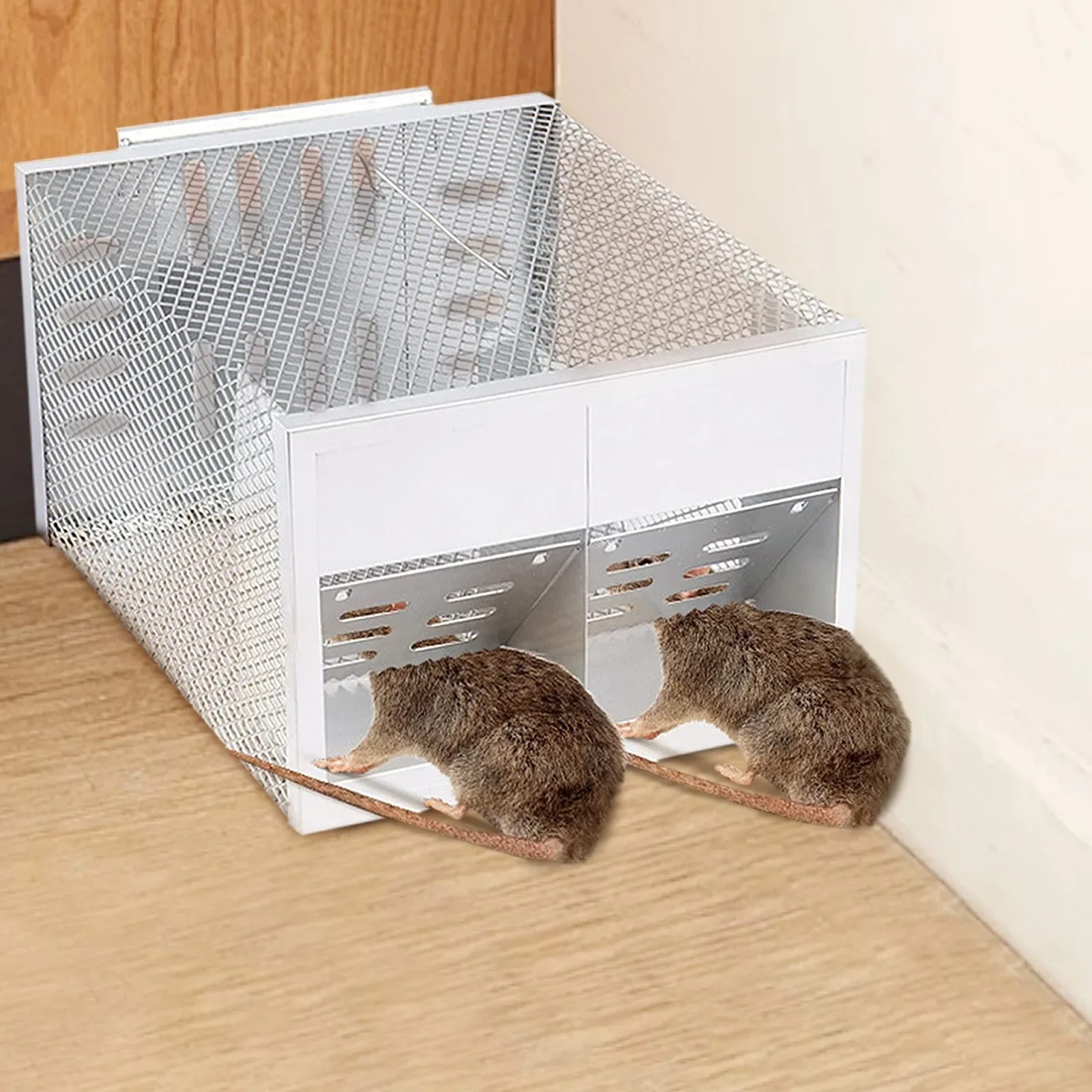 

Humane Smart Double Door Rat Trap Steel No Kill Live Catch with Air Holes Mice Trap Effective Sanitary Safe Mouse Cage Traps