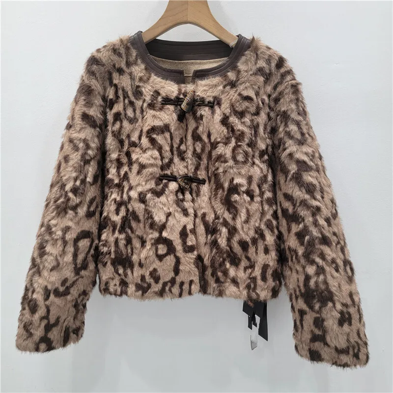 WTHT Trendy nieuwe dames nepbont pluche gewatteerde jas 2025, wintermode, ronde hals, lange mouwen, warme jas, vrouwelijk 1LS2654