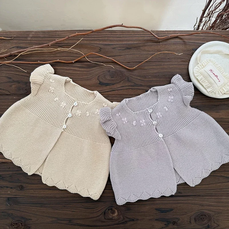

2025 New Autumn Baby Girls Knitting Vest Kids Sleeveless Solid Color Knitted Cardigan Vest 0-4Yrs Children Knitting Clothing