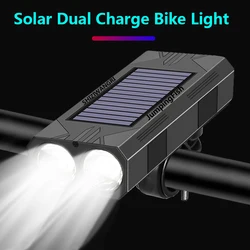 1200mAh MTB luce solare per bici faro anteriore torcia per bicicletta a energia solare 2*30 luce anteriore a LED accessori per biciclette