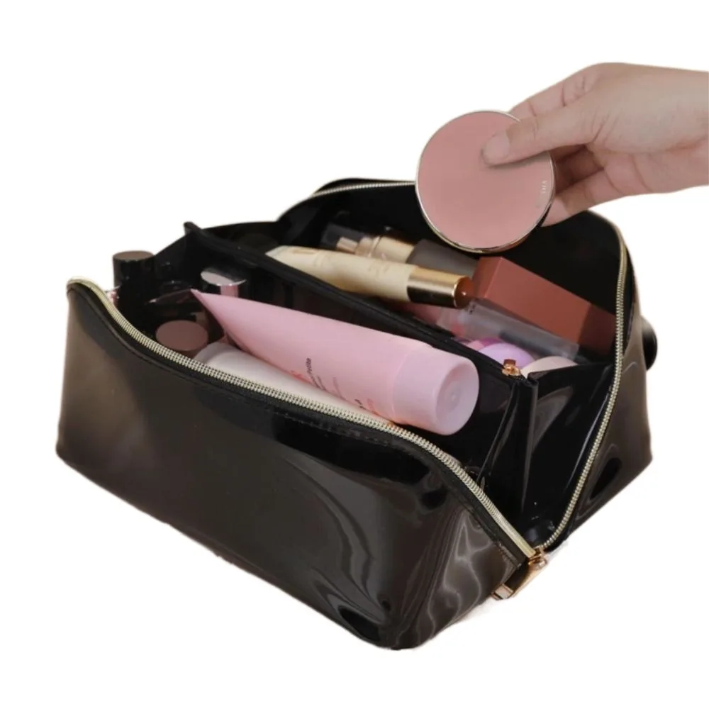 Large Capacity Transparent Makeup Bag Zipper Closure Pillow Shape Women's Washbag Easy Carry-On Waterproof