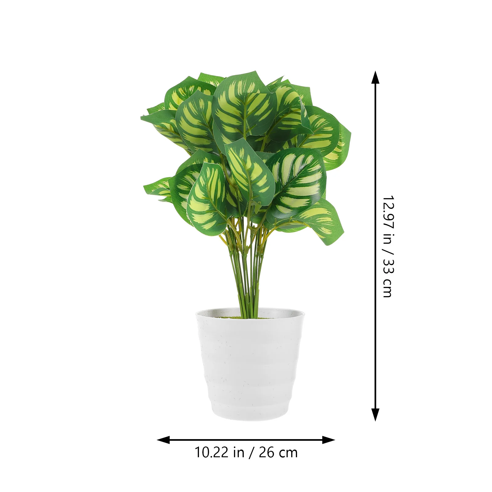 

Artificial Watermelon Leaf Potted Plant Realistic Fake Bonsai Decor For Home Office Tabletop Indoor Simulation Green Plants