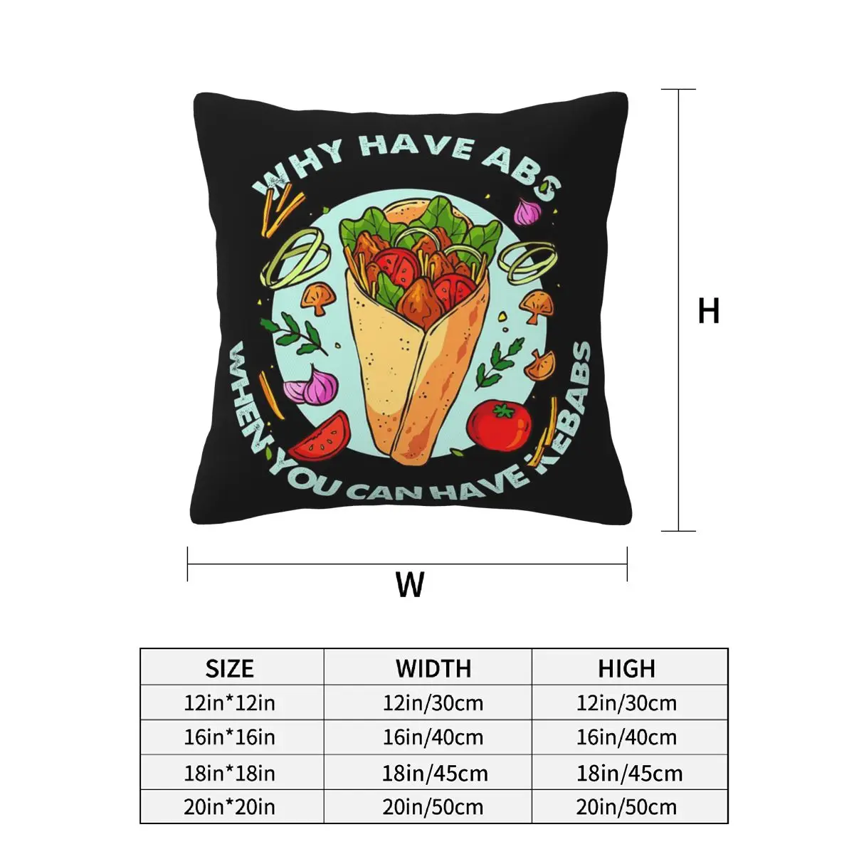 Funny Doner Kebab Cartoon 2 pcs Square Pillowcase Pillow Cover Cushion Decor Comfort Throw Pillow for Home Car