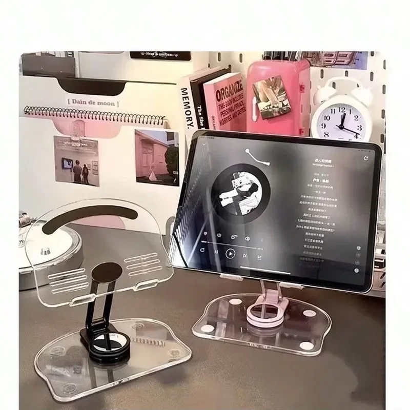 Universal Foldable Mobile Phone Holder 360 Degree Rotating Swivel Tablet Riser Anti Slip Height Adjustable for iPad/iPhone Stand