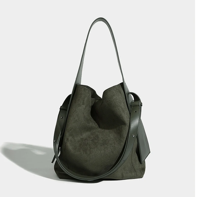 Suede Ear-hanging Tote Bag for Women 2024 Autumn and Winter New Large-capacity Bag Lazy Commuter Shoulder Crossbody Bag