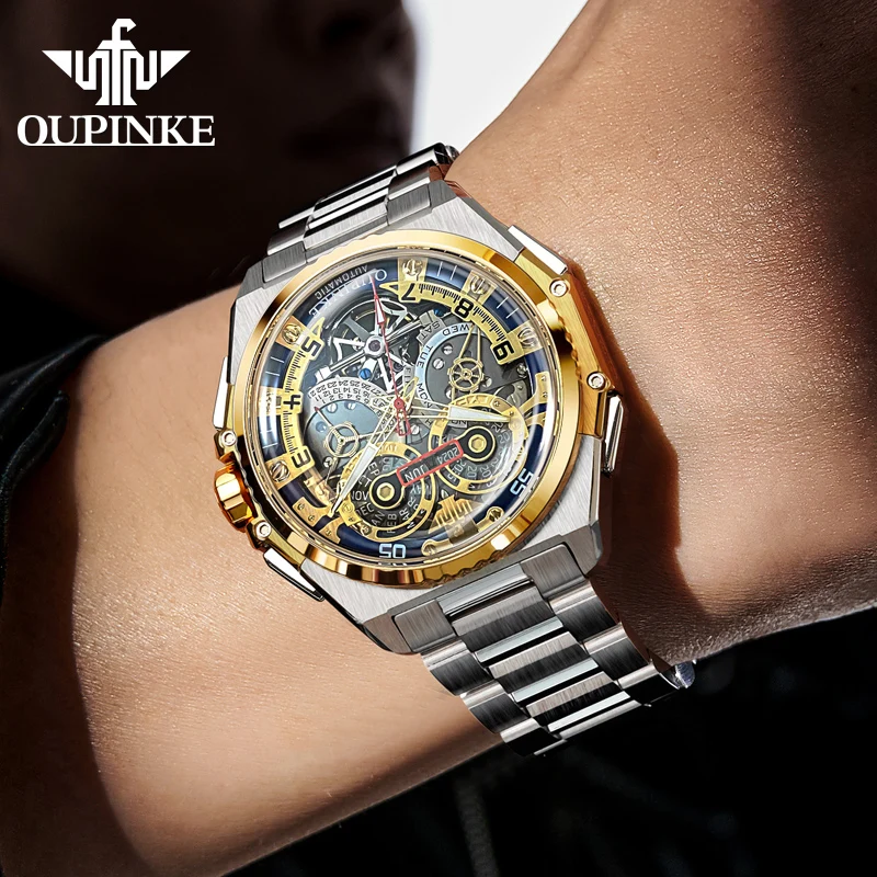 OUPINKE 3266 フルホロー メンズ機械式腕時計 ハイ イタリアンデザイナー コラボレーション 高級ブランド メンズ自動巻き腕時計 トップウォッチ