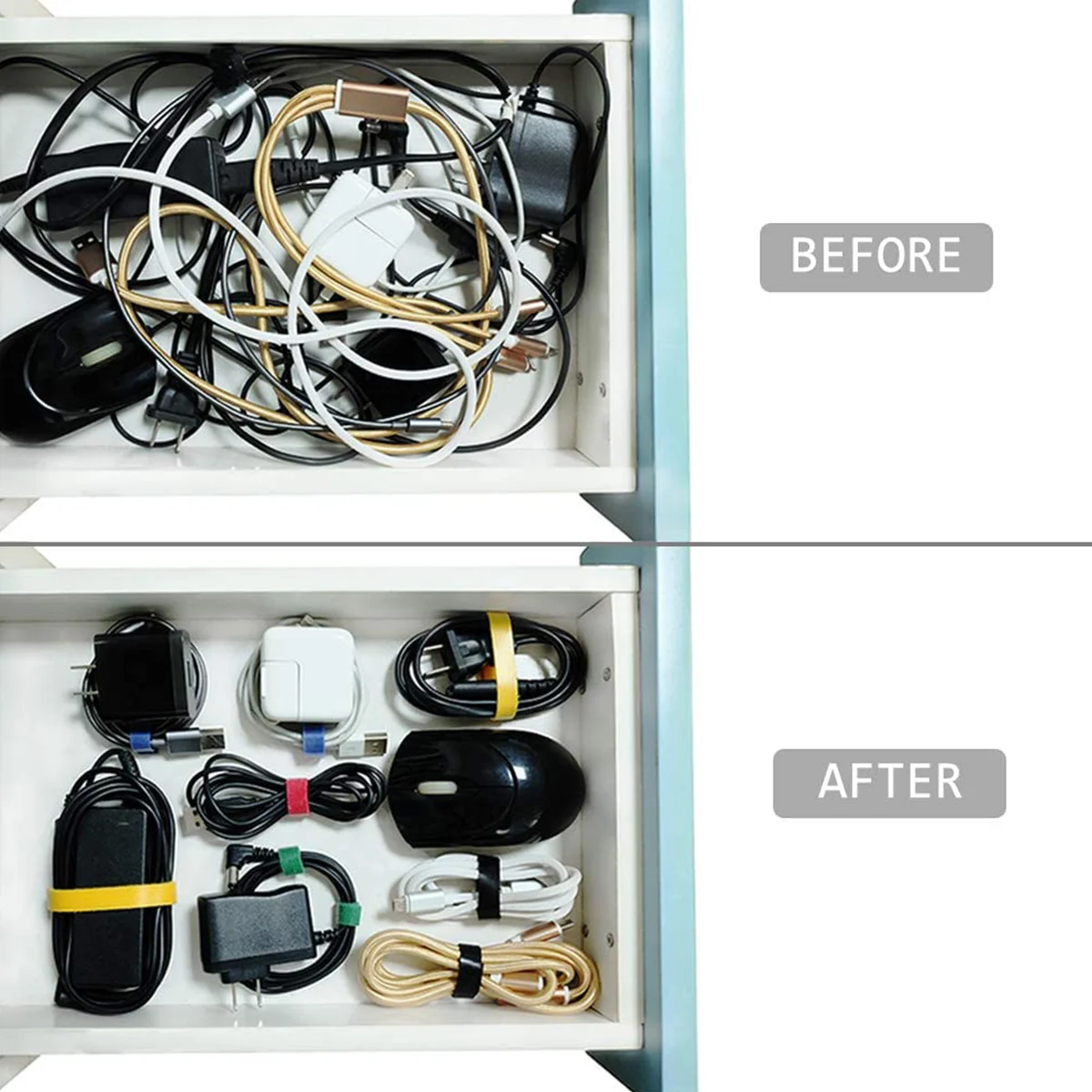 

6 Rolls Hook and Loop Cable Ties Reusable Fastening Straps Wire Organizer for Home Office Fastening Cable Ties