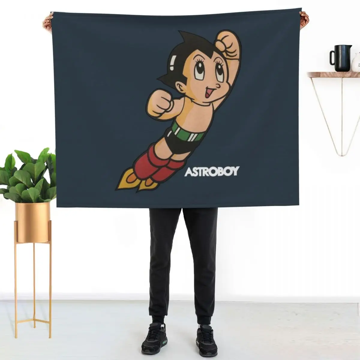 

Vintage Astroboy Anime Robot Show Astro Boy Space Art Childhood Cartoon Manga Throw Blanket