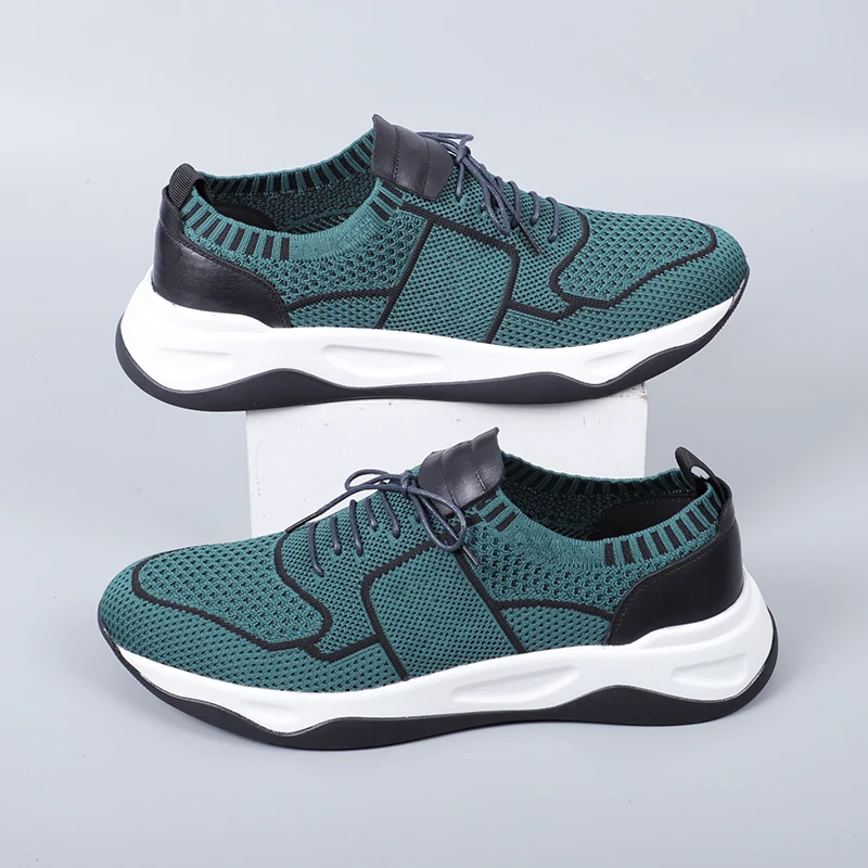 Fashion Trendy Men's Knitted Upper Sneakers Breathable Lightweight Daily Casual Sports Footwear Multi-Color Size 38-46