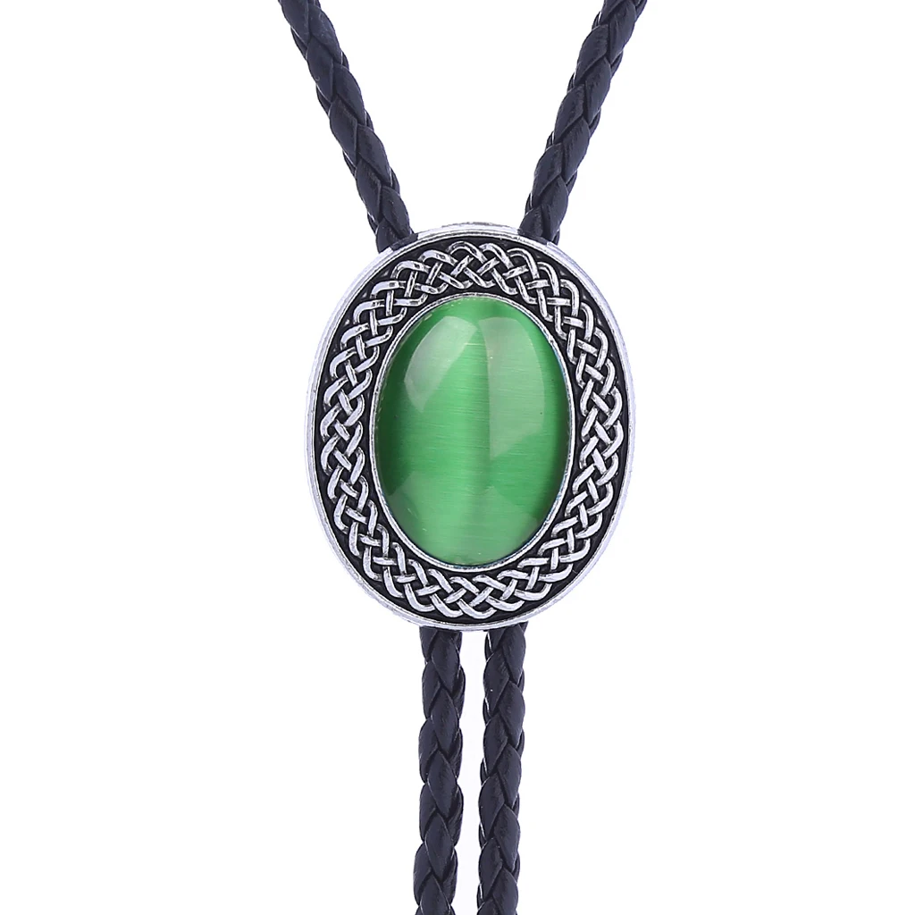 Celtic pattern oval retro bolo tie silver color