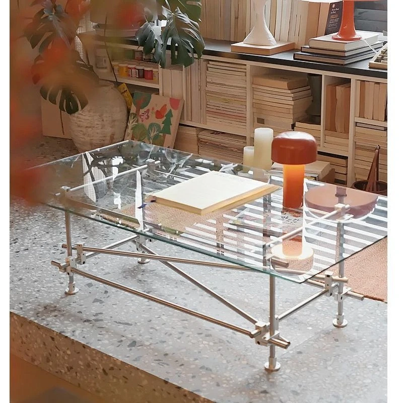 

Light luxury coffee table rectangular living room home sofa tea table modern simple tempered glass designer coffee table