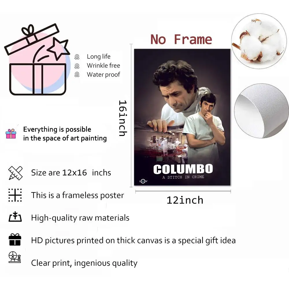 Series Detective Columbo Painting Calligraphy Poster Parisian chic decor Glam Canvas Modern living room
