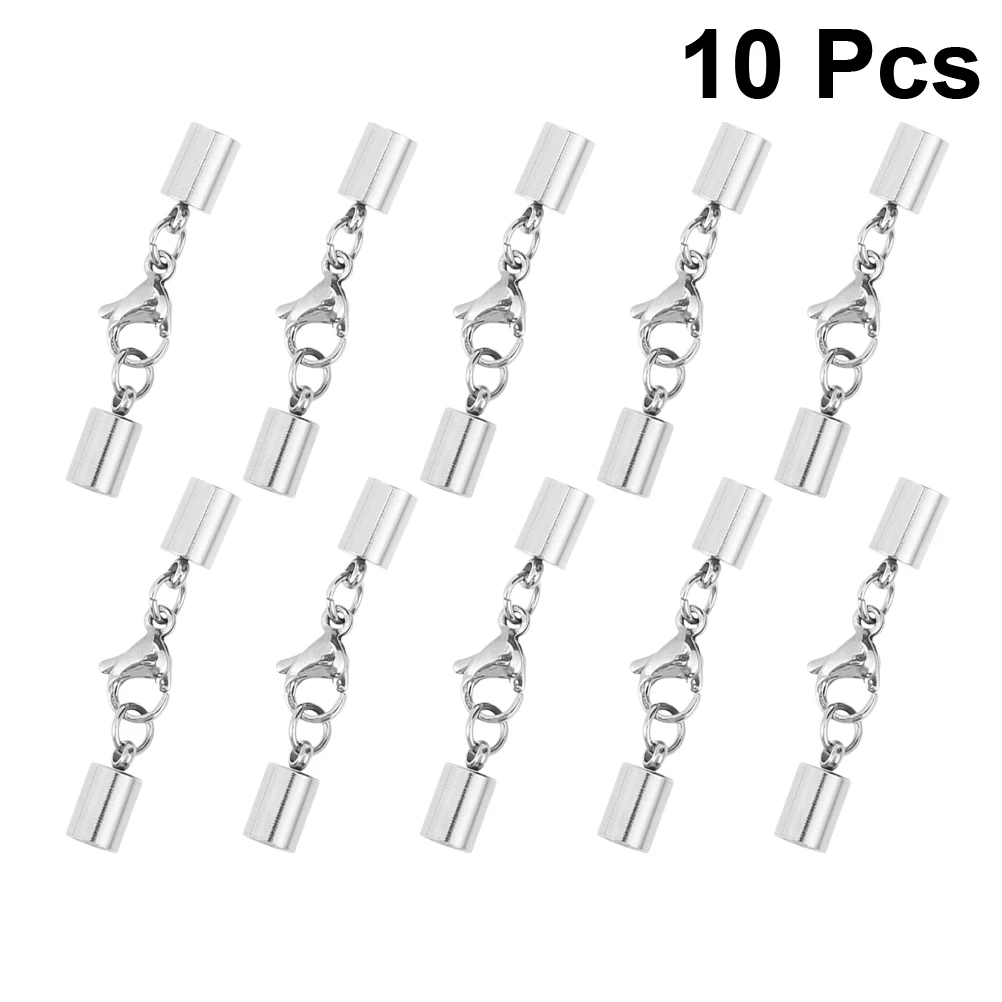 

10pcs Stainless Steel Jewelry Fastener Lobster Clasp String Connector For Bracelet Necklace Making 3Mm Hole Silver Durable Easy