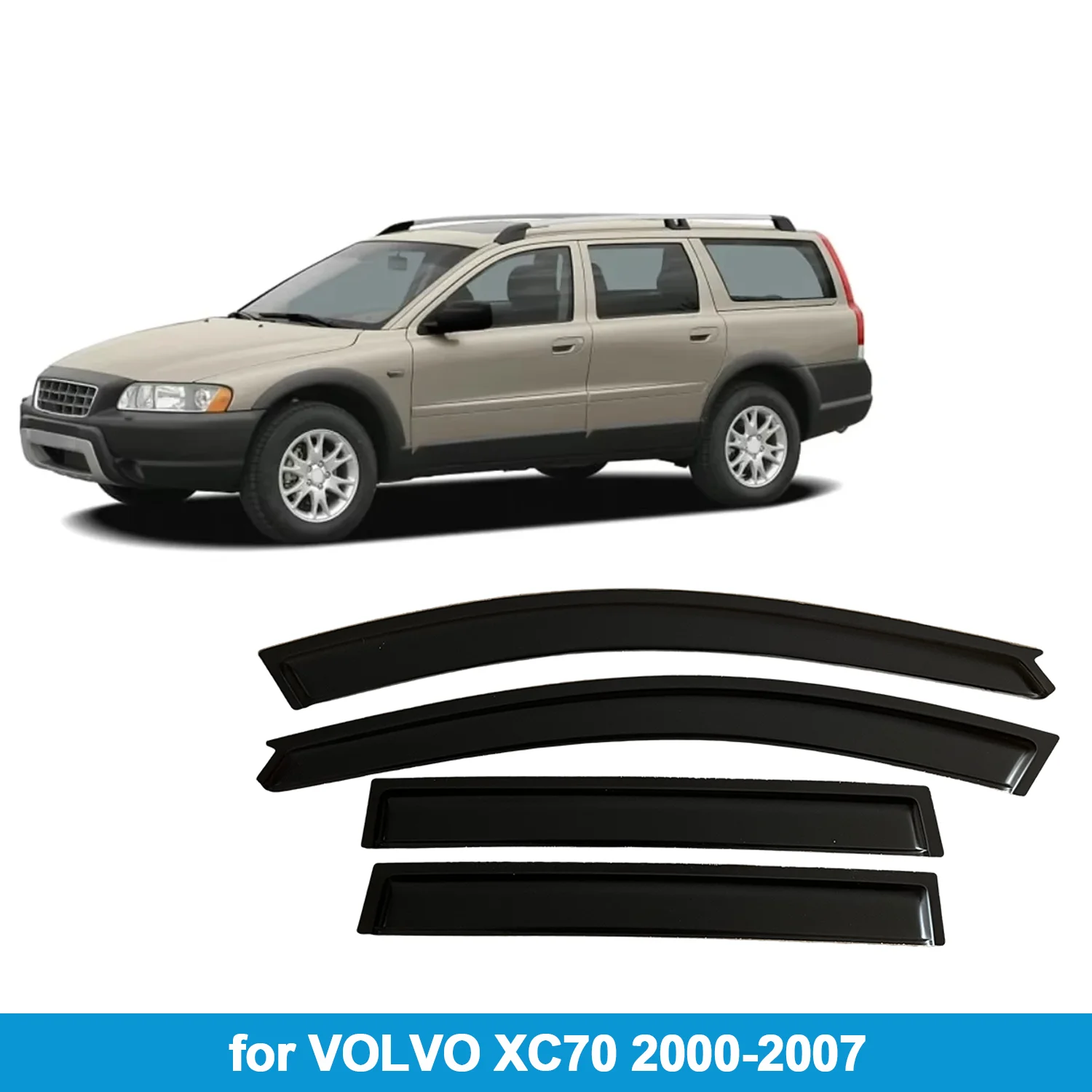 

Оконный козырек для VOLVO XC70 2000-2007, защита от дождя, боковой дефлектор, защита от атмосферных воздействий, лента для наружного крепления