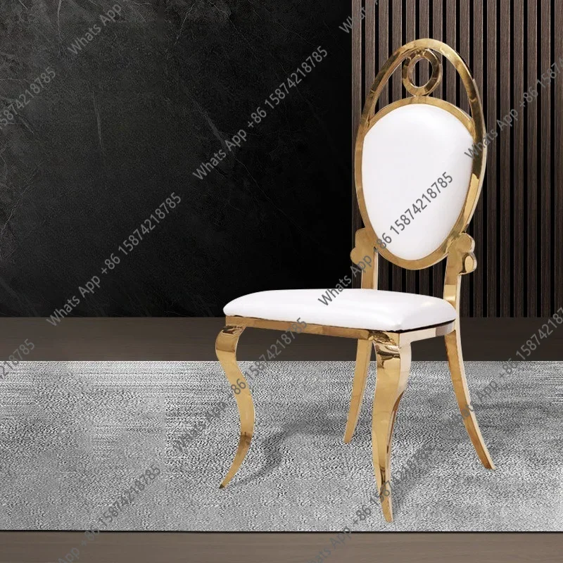 X30 Stainless Steel Chair Titanium Wedding Chair Banquet Hall Dining Chair Hotel Wholesale Leather Art