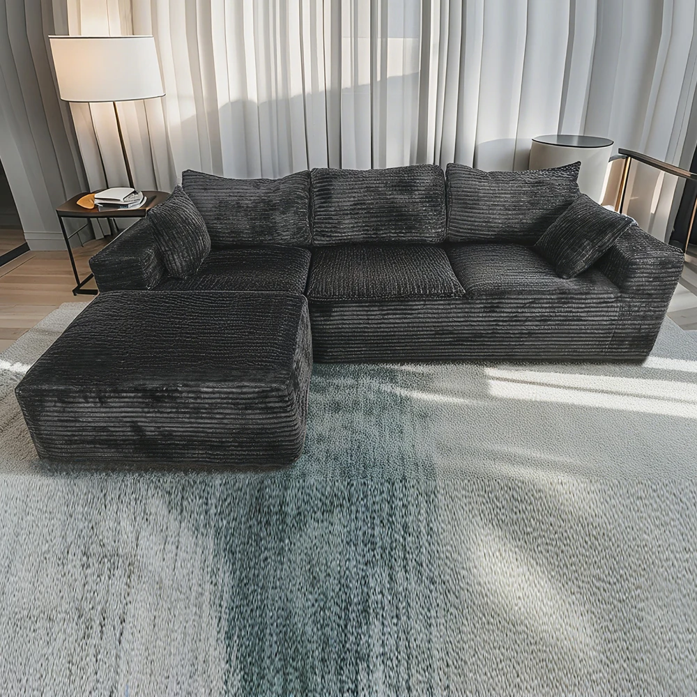 

Large L-Shaped Sectional Sofa with Storage, 110-Inch Corduroy Chaise, Memory Foam, Modular Design for Living Room