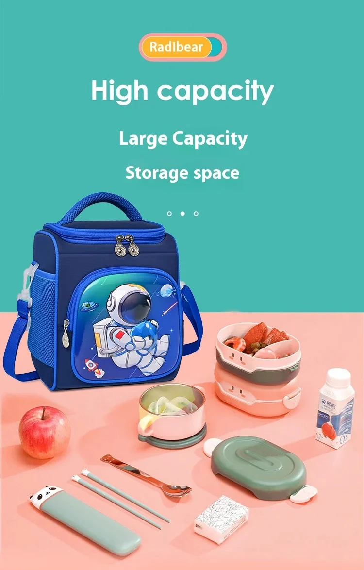 Isolierte Cartoon-Lunch-Tasche für Kinder, tragbare Handtasche, atmungsaktive Strand-Picknick-Tasche für Grundschüler – Detail 5
