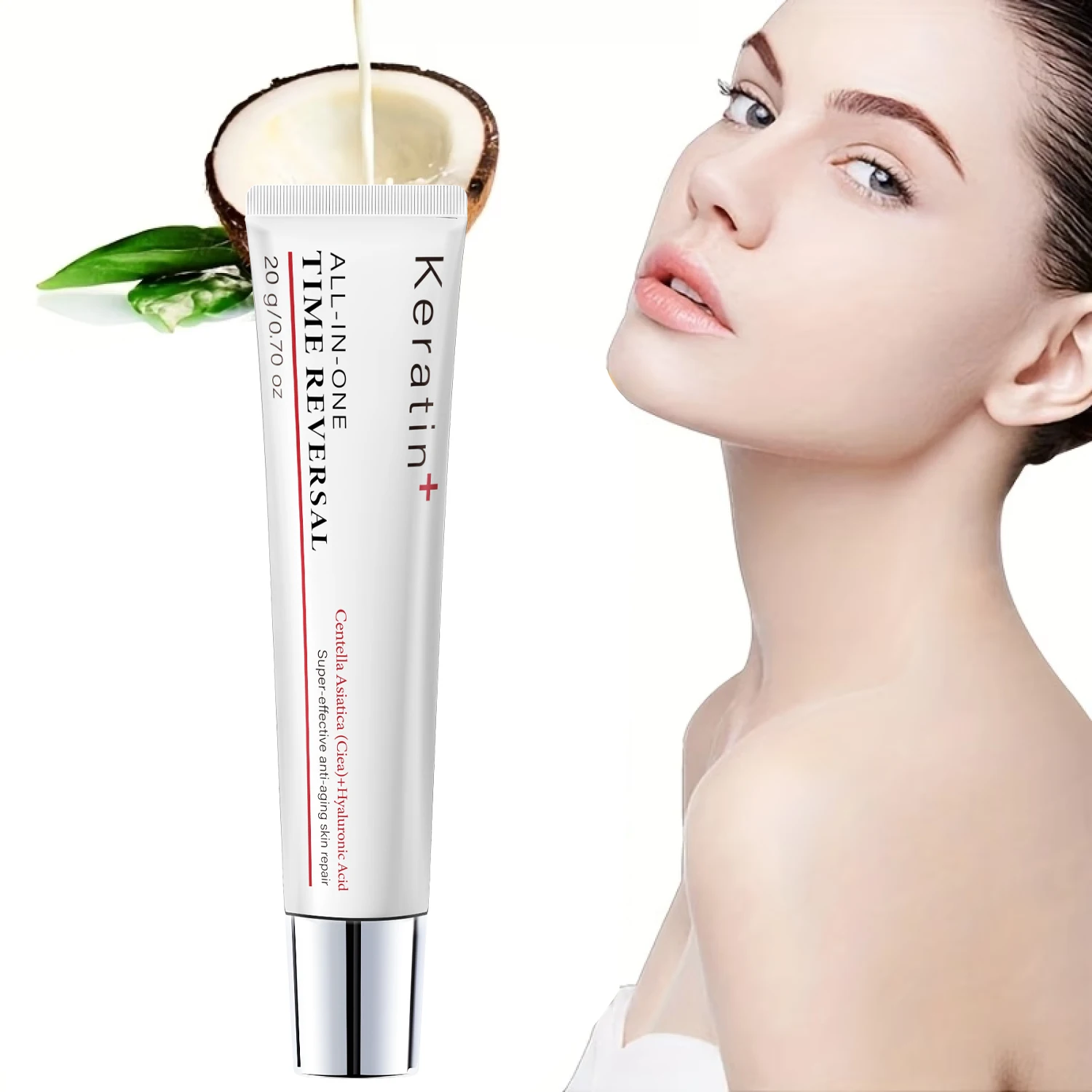 Keratin+ All-in-One Reversal Face Cream - Repair with Bee Venom, Centella Asiatica & Hyaluronic Acid for Moisturizing & Firming