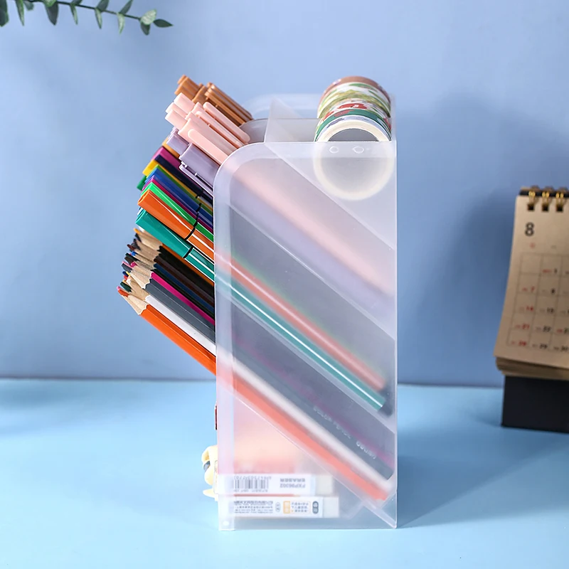 1Pc Pencil Organiser Transparent Slanting Marker Organiser Student Art Paintbrush Large Capacity Stationery Holder