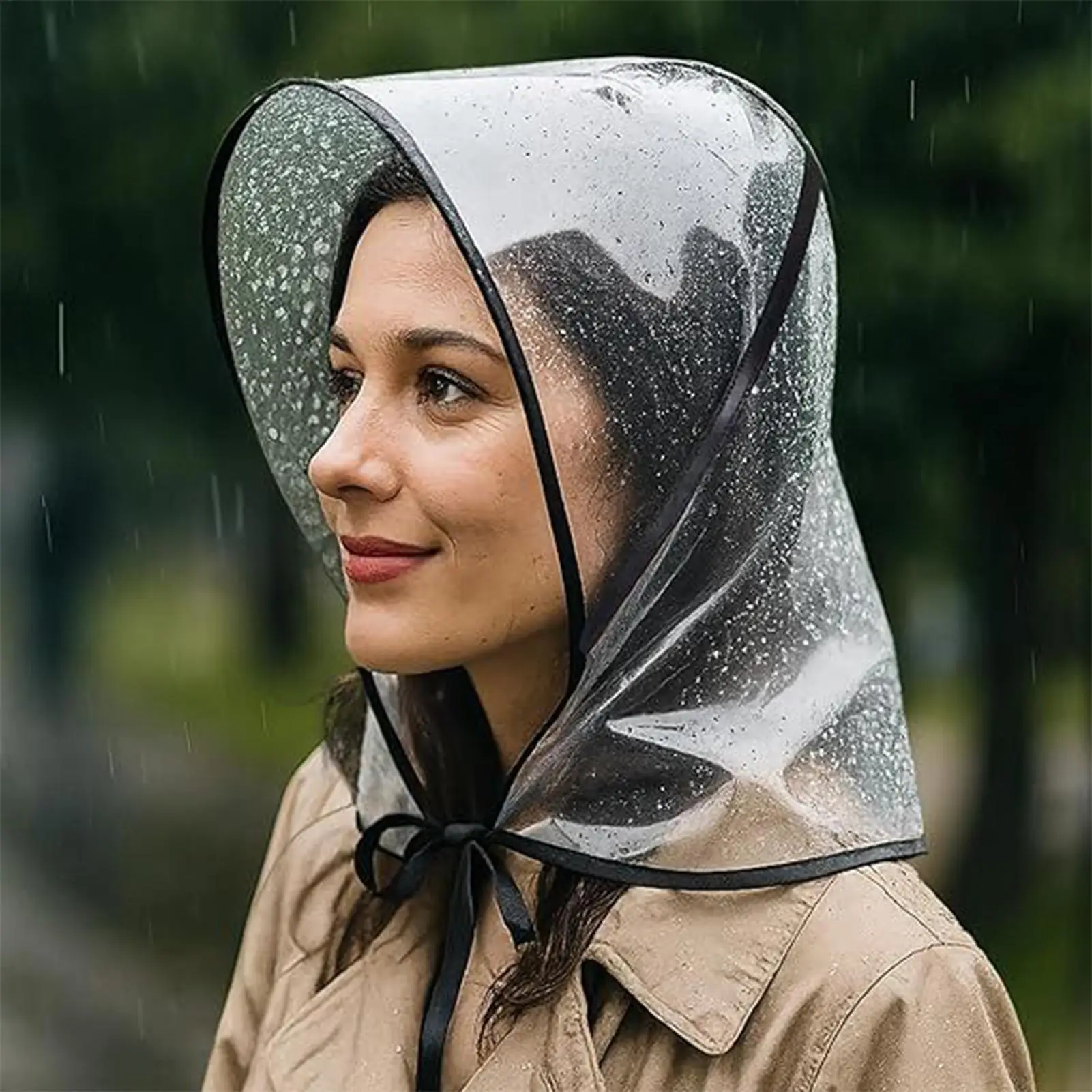 Clear Reusable Waterproof Rain Hat with Wide Brim Compact Foldable Storage for Women Outdoor Travel Gardening Shopping Protect