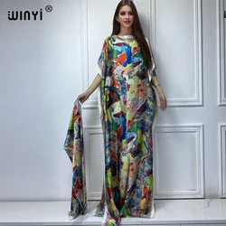 WINYI summer african dresses for woman Dubai Muslim beach cover up kaftan Abstract print evening dress abaya africa clothing
