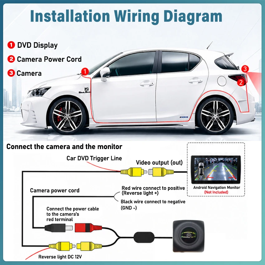 For Mercedes Benz R GL SLK Class ML320 350 300 X164 W164 W251 R171 R300 R350 R63 AMG 170° HD CCD 1080P Backup Rear View Camera