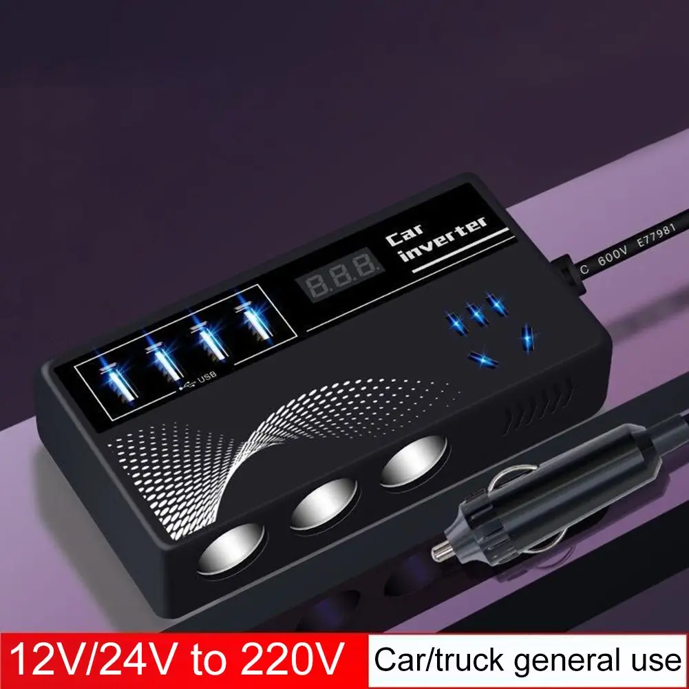 14*7.2*3.5cm 12V Car Adapter 12V To 110V Car Adapter DC To AC Inverter Metal Shell Construction Multiple Output Interfaces