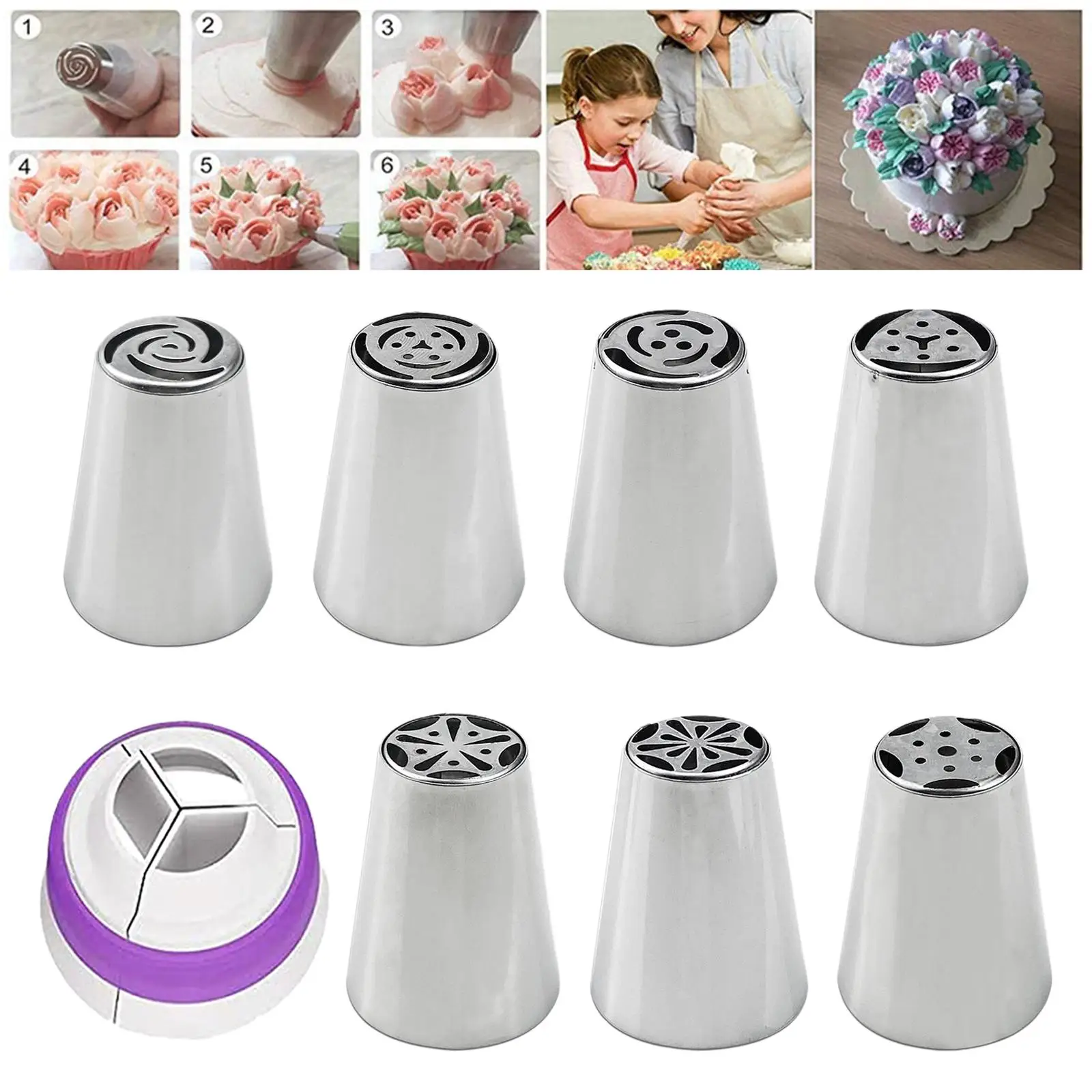 High-quality Piping Nozzle Set for Creative Baking Ideas, 8 Pieces