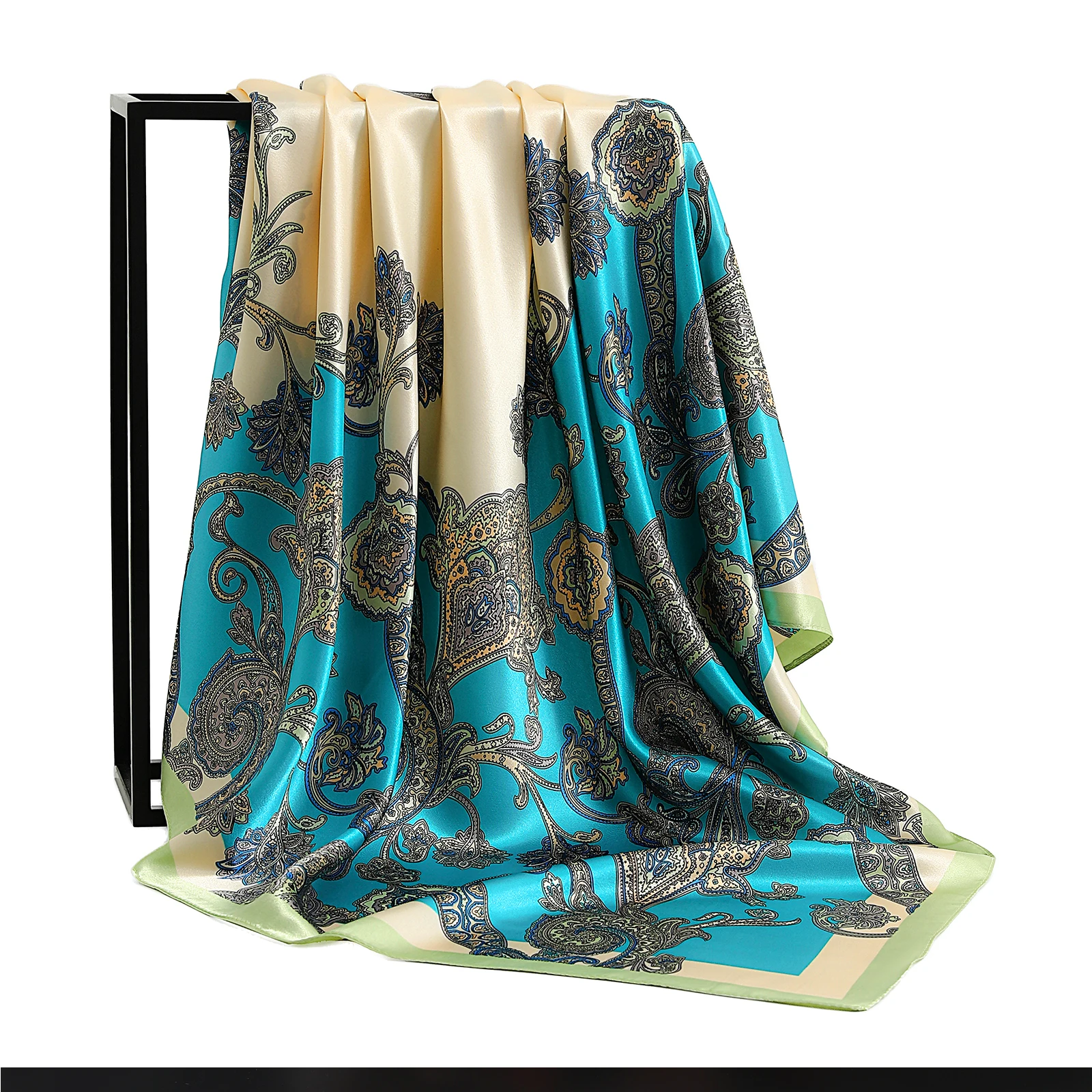 90X90CM Scarves Women Print Hair Neck Square Silk Office Lady Shawl Bandanna Handkerchief Headcloth Foulard Female Wrap muffler