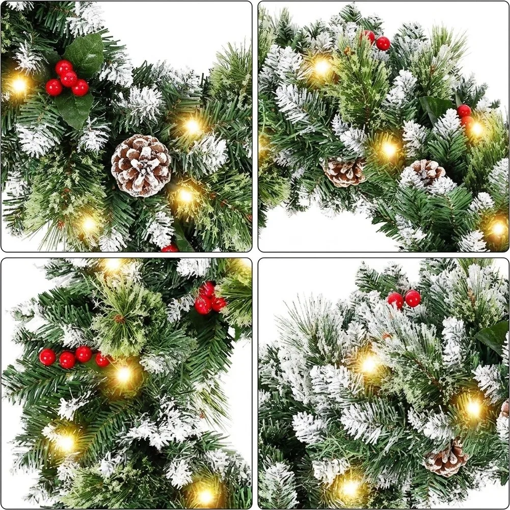 Winter Door Ornament Christmas Wreath For Christmas Seasonal Decorating Layered Pine-style Foliage Dense Green Branch Tips