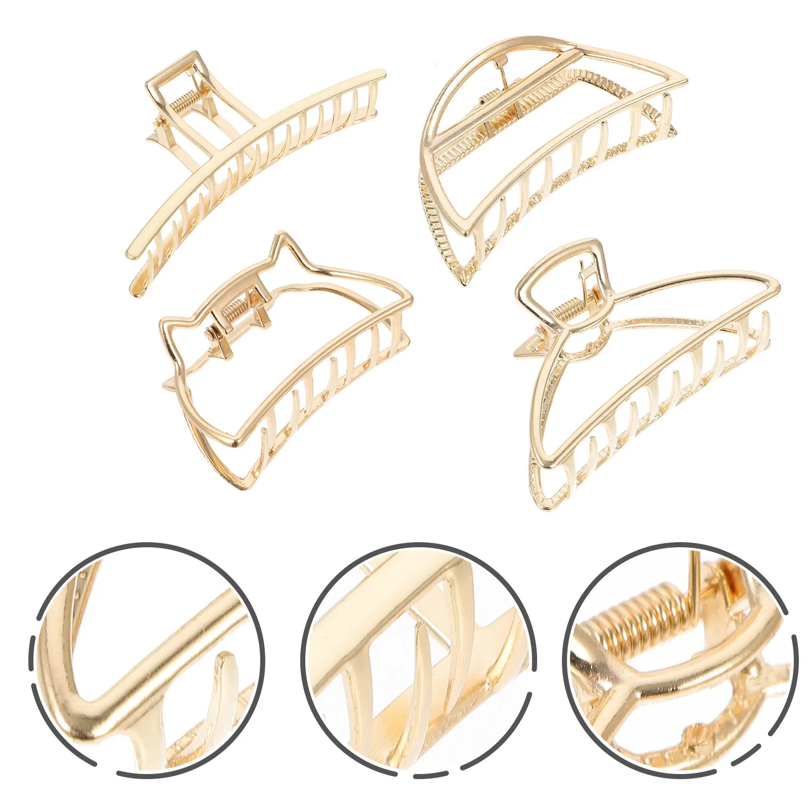 

4Pcs Large Fashion Hair Claw Barrette Metal Jaw Clip for Women Strong Grip All Hair Types Ideal for Banquet Birthday Holiday