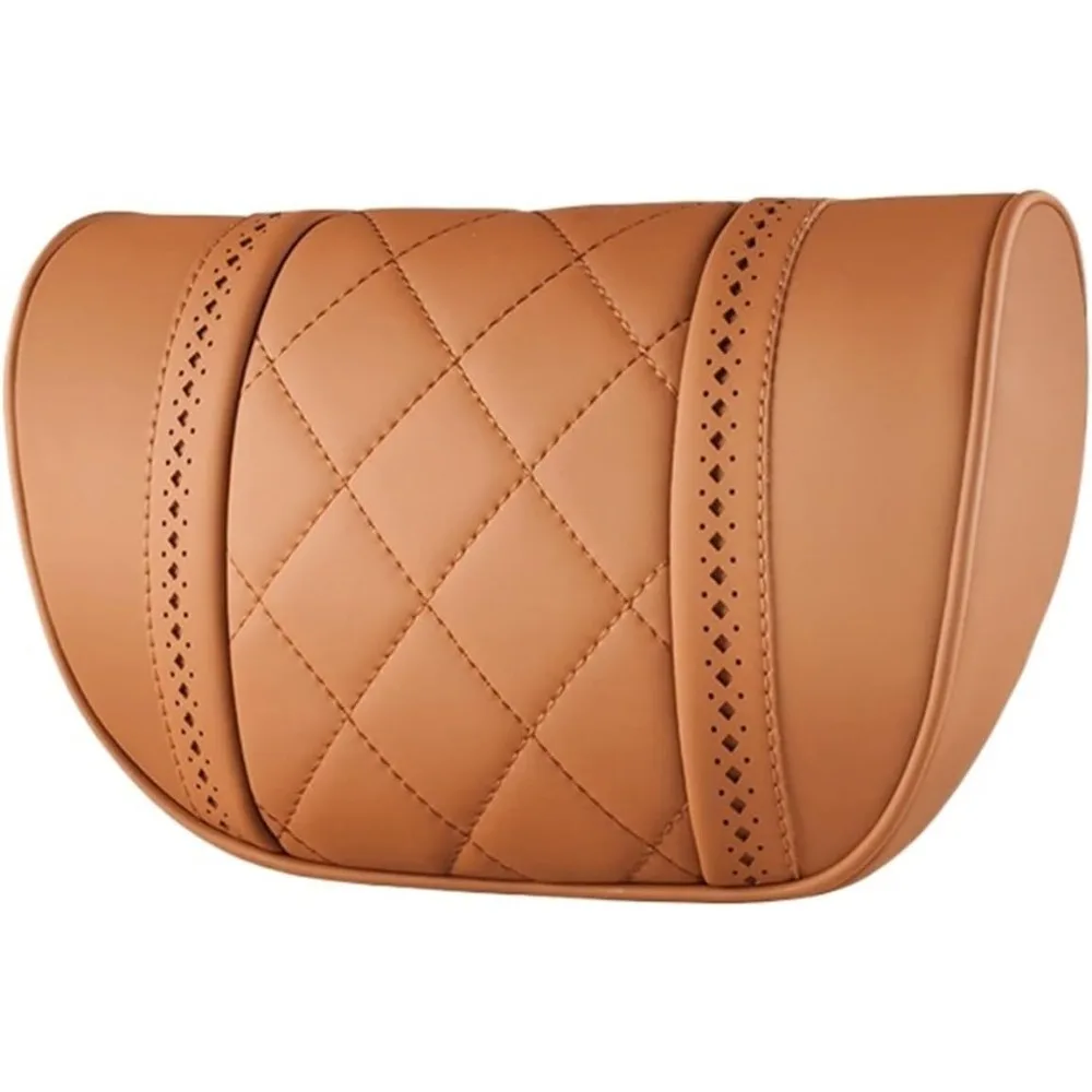 

Car seat headrest Leather Car Fit for Seat Rest Cushion Headrest Car Neck Pillow Fit for BMW (Color : Brown)