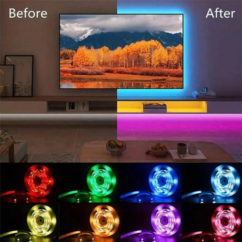 Led Lights for TV RGB Led Strip Light Bluetooth Control 5V USB Led Tape Flexible Ribbon for TV Backlight Room Decoration