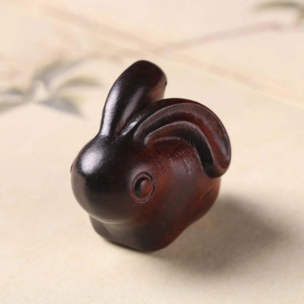 

S Rabbit Figurine Wooden Pendant Keychain Bunny naments nament DIY Craft Decor Small Size Practical Use